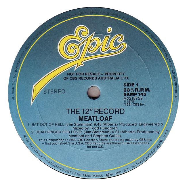 Meat Loaf Vinyl, Singles 7"/12" and other stuff Meat Loaf The