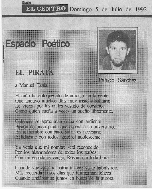 El Pirata, Patricio SANCHEZ (Diario EL CENTRO, Chile, 1992)