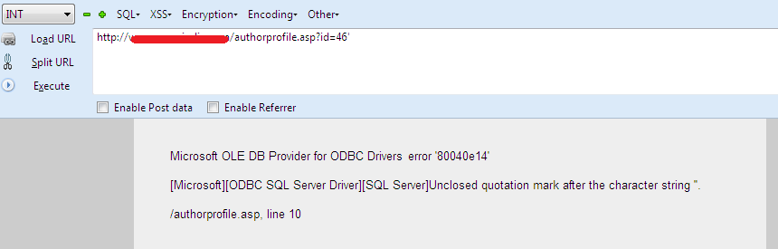 fournisseur microsoft ole db lorsque l'erreur de serveur sql 80040e14 hack
