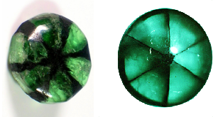 Esmeraldas estrelas de seis raios (six-spoke star emeralds)