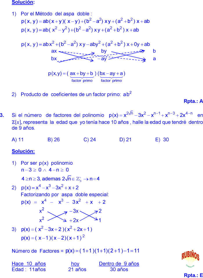 FACTORIZACION DE POLINOMIOS EJERCICIOS RESUELTOS PASO A PASO PDF