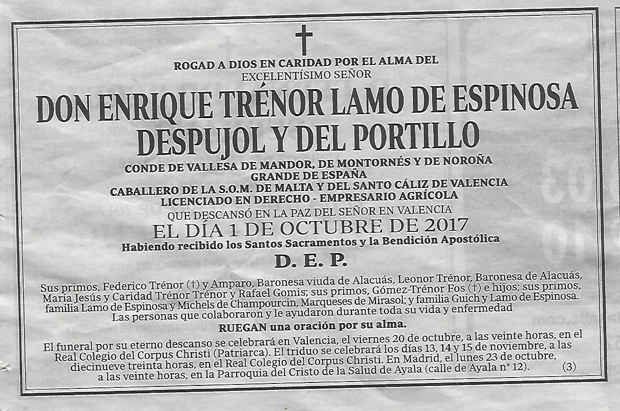 Carlo Emanuele Ruspoli En memoria de Enrique Trenor y Lamo de Espinosa, Grande de España