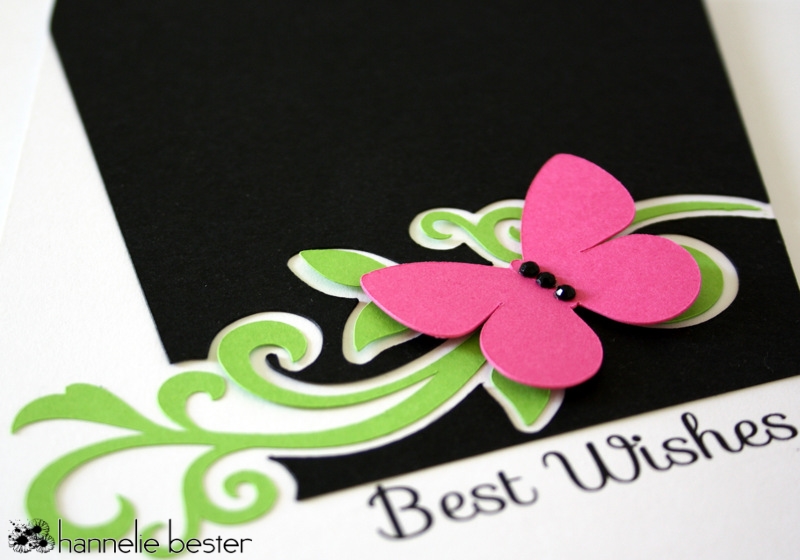 Best wishes card with flourish and butterfly