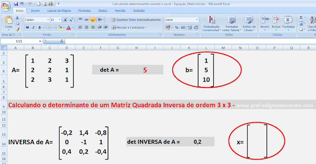 Resolvendo uma equação matricial usando o Excel