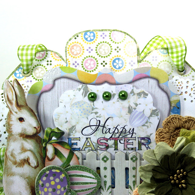Happy Easter Wall Hanging by Ginny Nemchak for BoBunny using the Cottontail Collection and WeRMemory Keepers Flower Punch Board