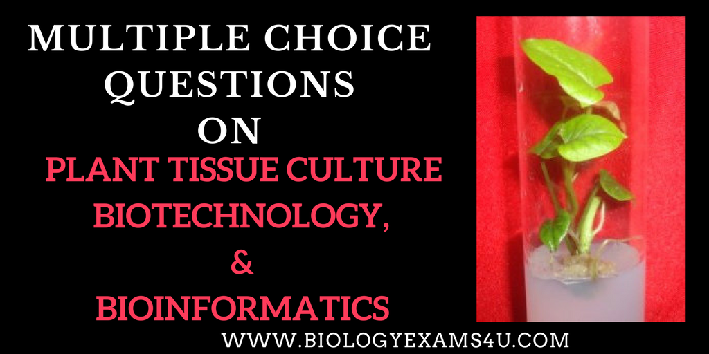 MCQ on Plant Tissue Culture, Biotechnology and Bioinformatics (Lecturer