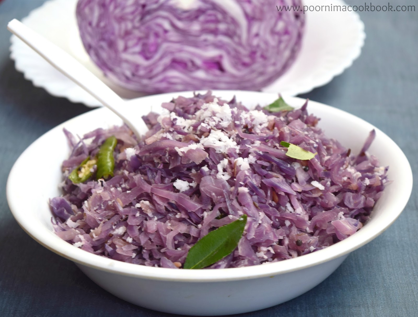 Poornima's Cook Book Purple Cabbage Poriyal / Purple Cabbage Stir fry