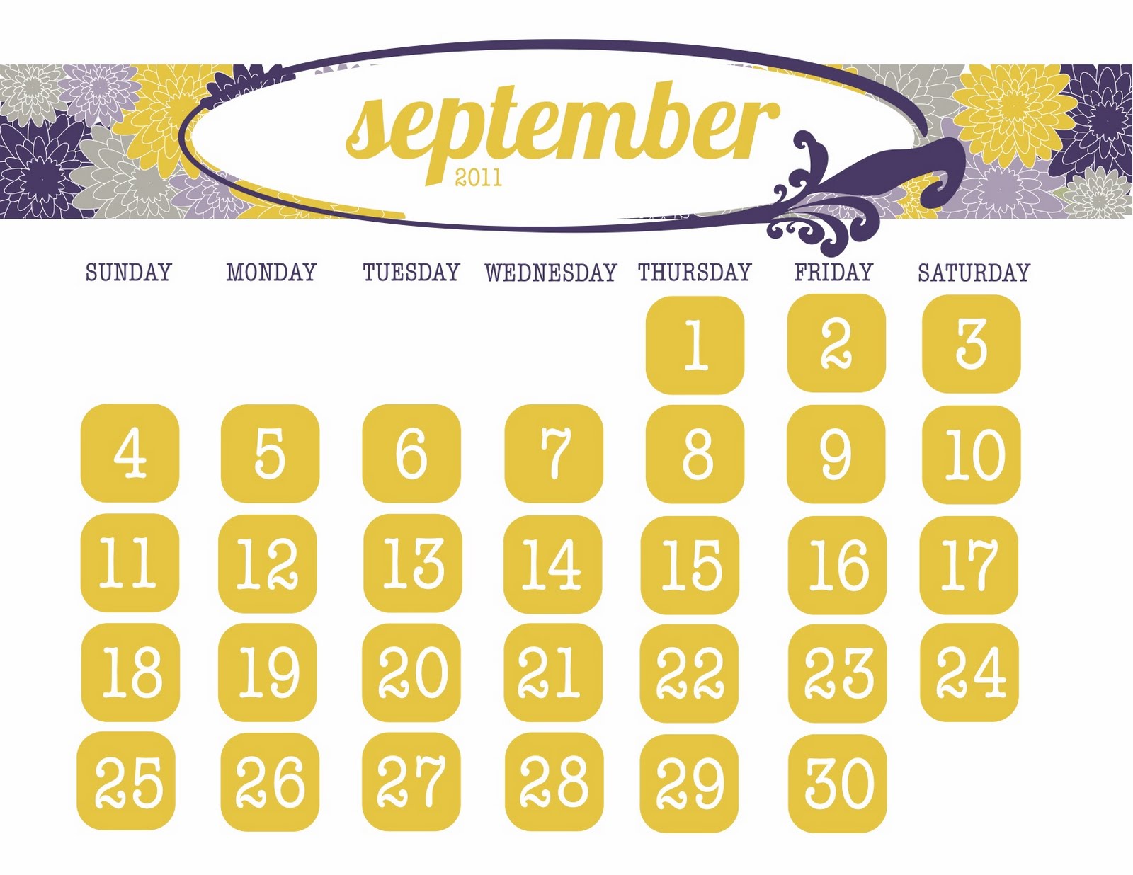 LilyGene September 2011 Calendar free Printable LilyGene September 2011 Calendar free Printable