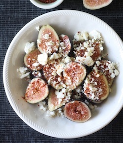 fresh figs with aleppo chili flakes, honey and feta recipe
