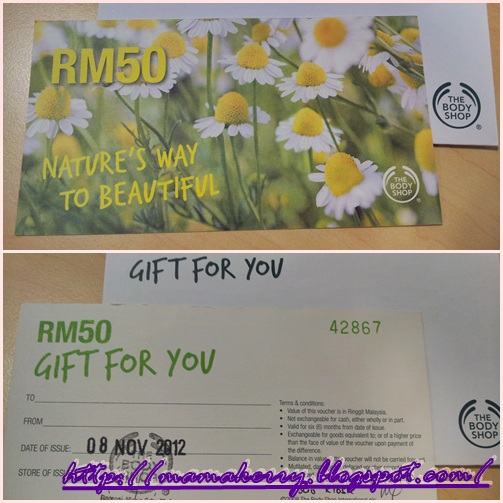 Sweetmama Free Voucher RM50 The Body Shop!