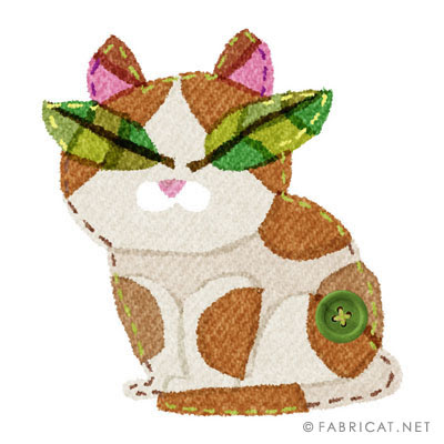 葉っぱをつけている可愛い猫のイラスト