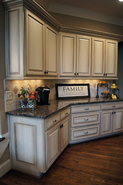 antique white kitchen cabinets after glazing