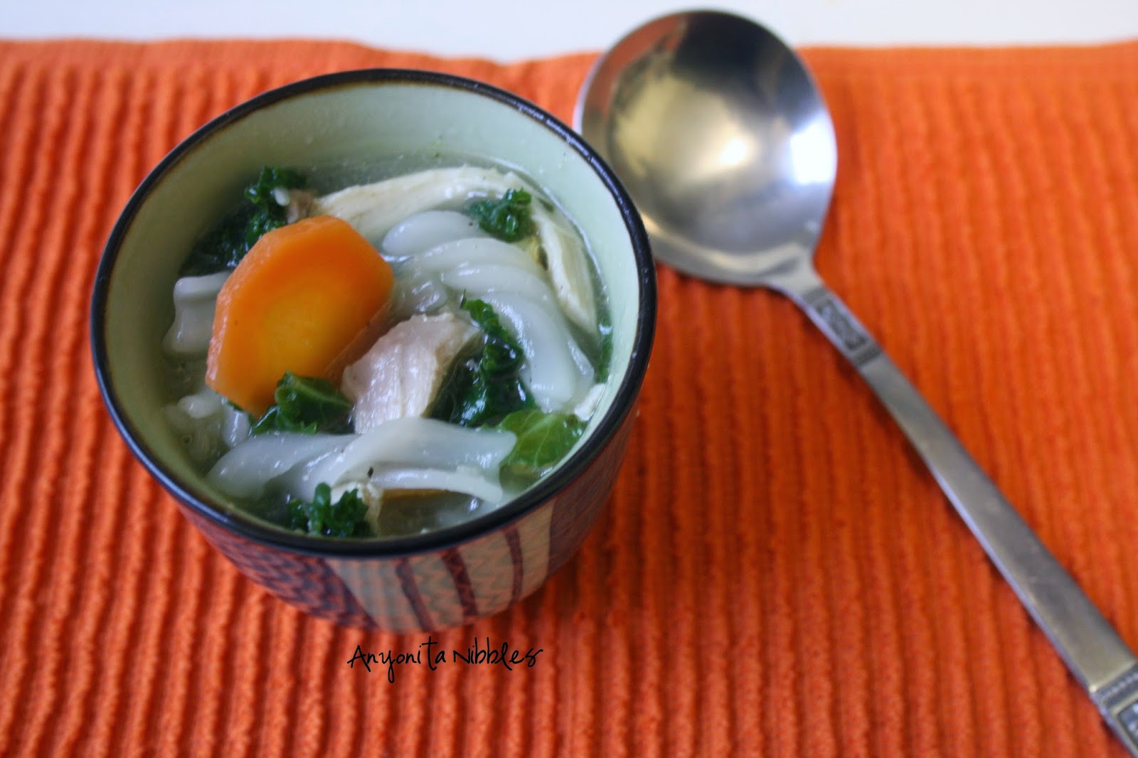Gluten Free Chicken & Kale Rice Noodle Soup | Anyonita Nibbles