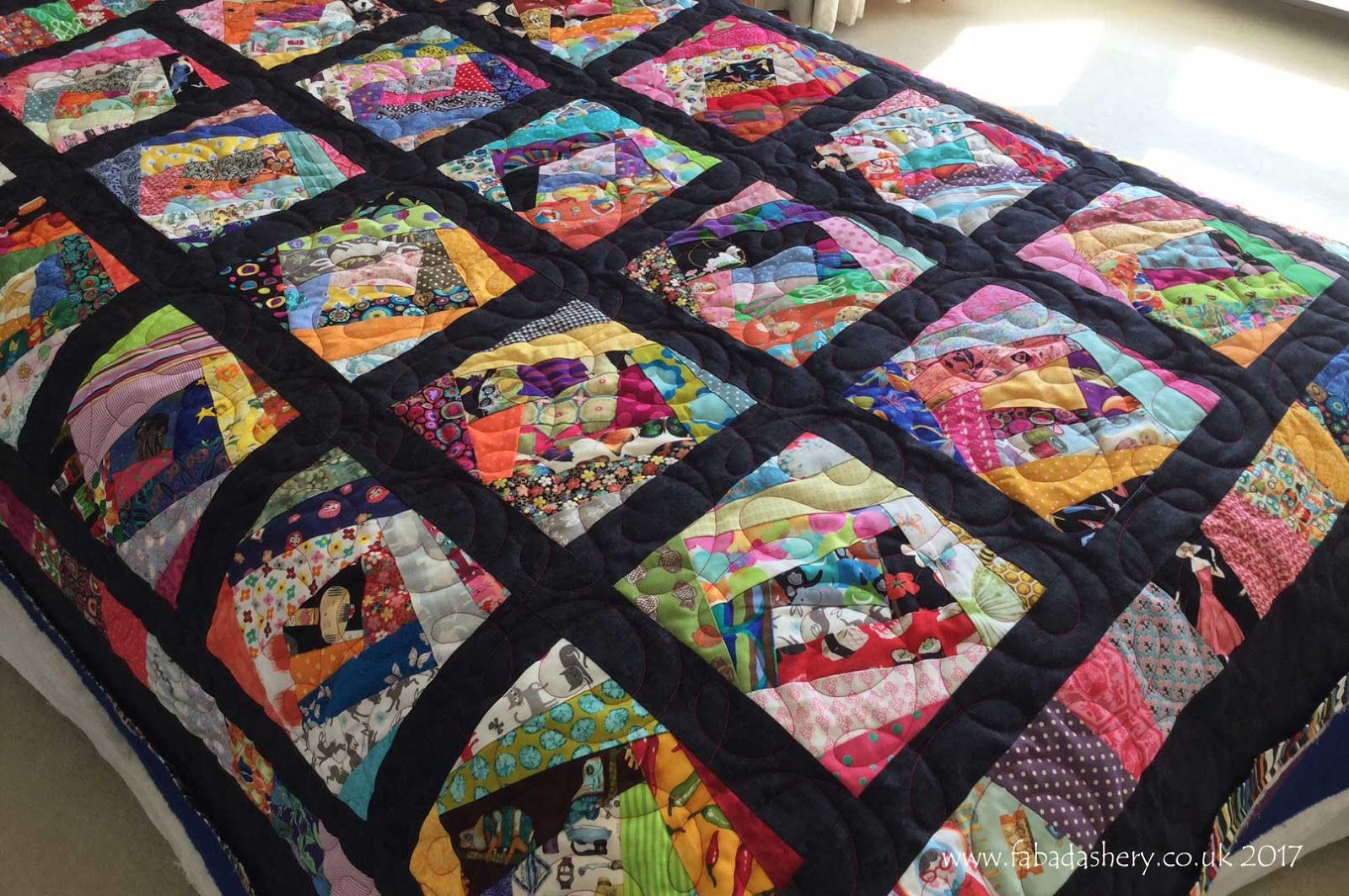 Fabadashery longarm quilting foundation by the yard scrap quilt by penny Fabadashery longarm quilting foundation by the yard scrap quilt by penny