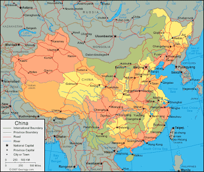 China Map Regional Political
