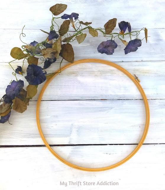 15 minute morning glory embroidery hoop wreath