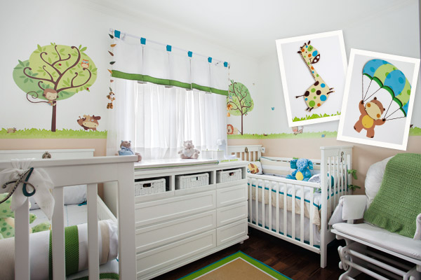 Quarto floresta para gêmeos Ideias para quartos de bebês gêmeos