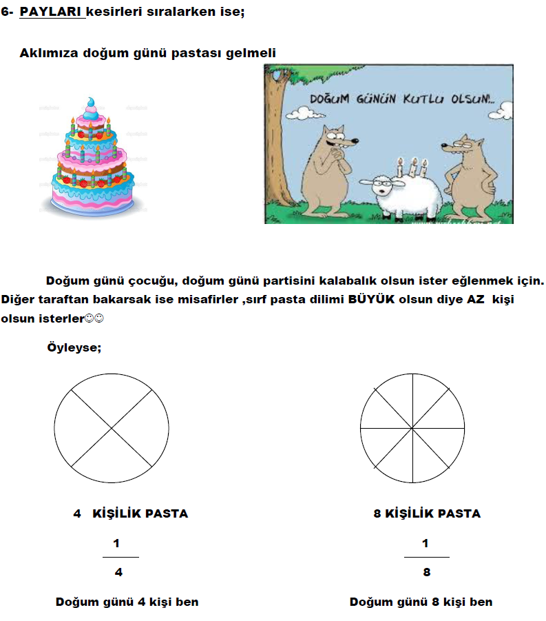 4. Sınıf Matematik Dersi Kesirler Konu Anlatımı ve Kesir Problemleri