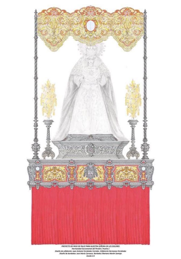 Un palio de malla para la Virgen de los Dolores del Perdón de Huelva Un palio de malla para la Virgen de los Dolores del Perdón de Huelva