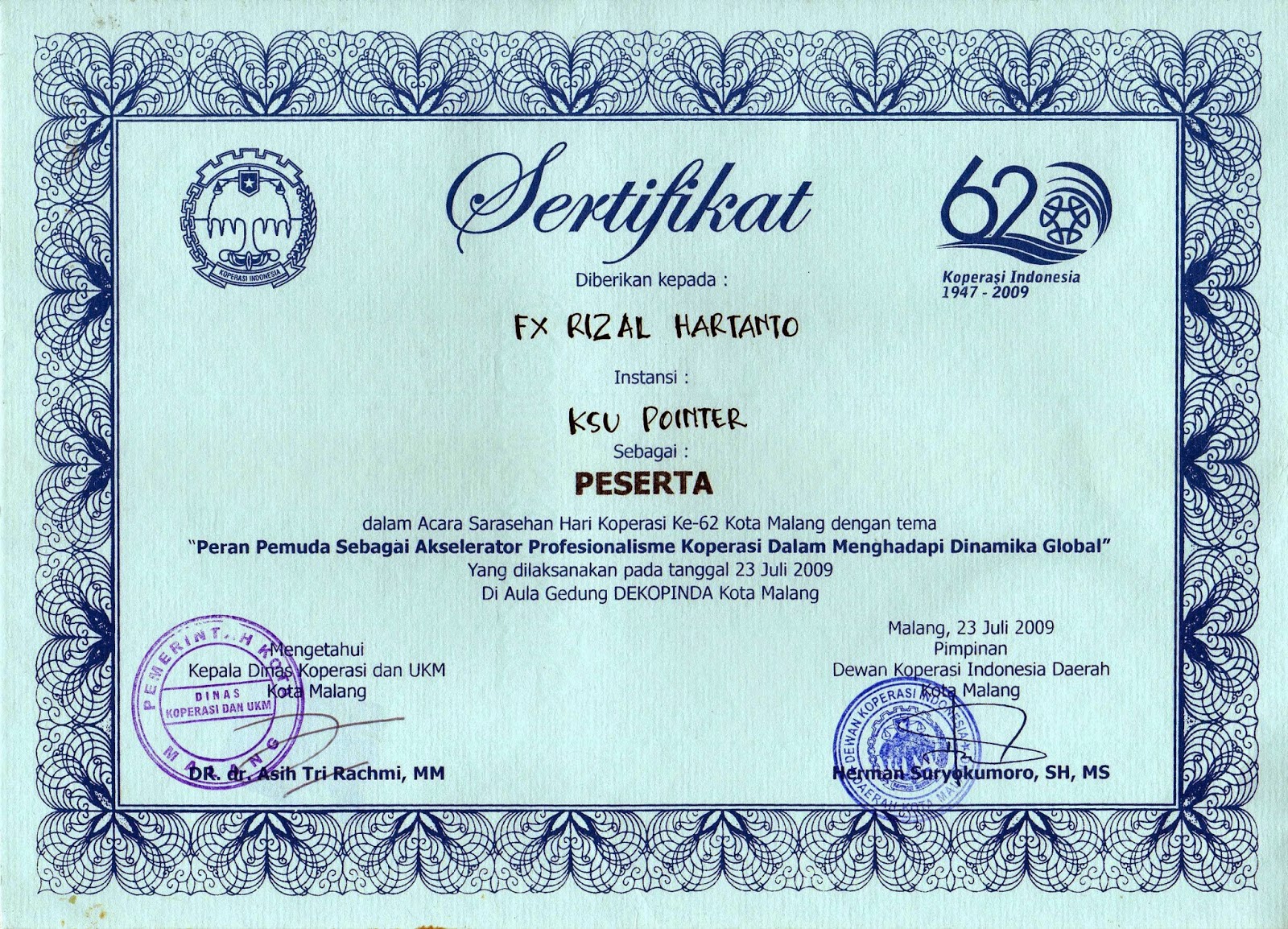 -:7313:-: KUMPULAN CONTOH SERTIFIKAT