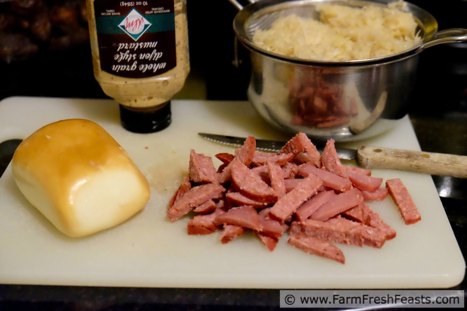 Farm Fresh Feasts Sauerkraut and Summer Sausage Pizza