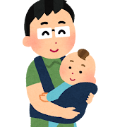 赤ちゃんを抱っこしているお父さんのイラスト