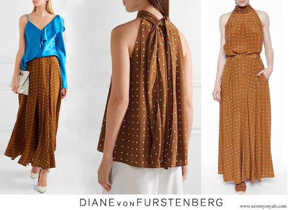 Crown Princess Mary wore Diane von Furstenberg Polka-dot washed silk dress