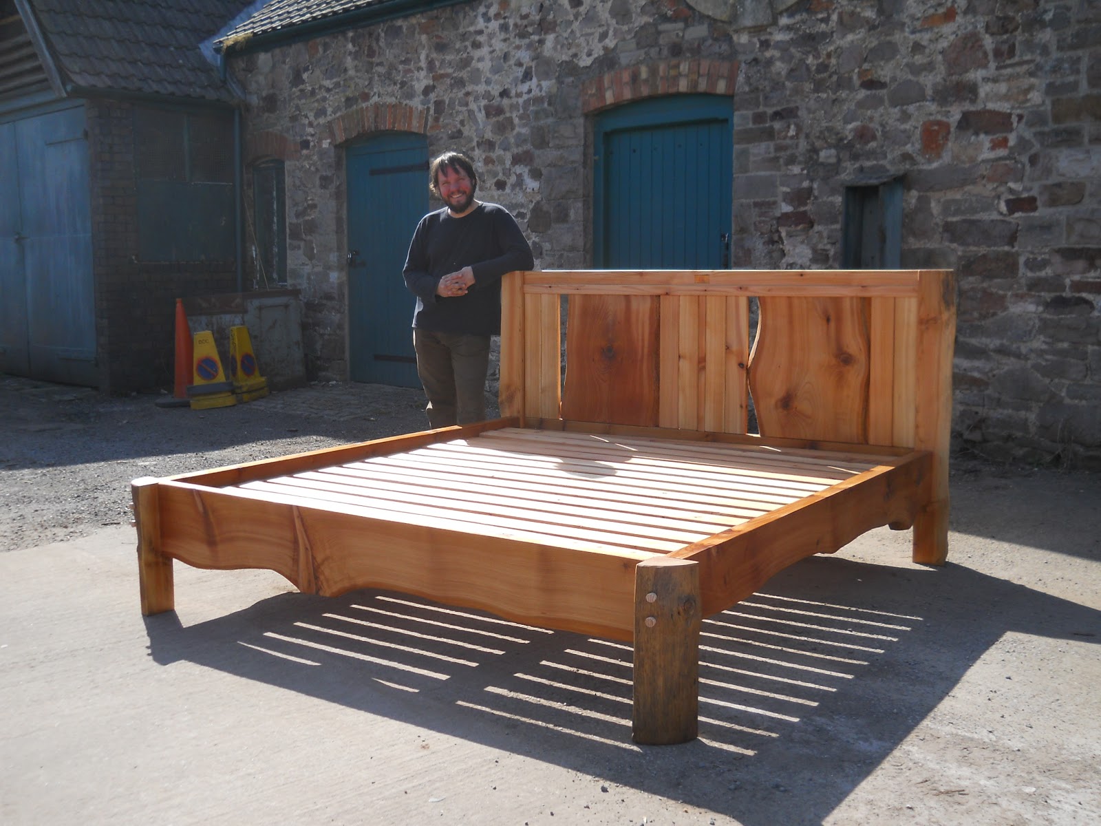 Constructing a 'superking' sized bed from timber milled onsite using a