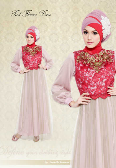 Contoh Model Baju Muslim Motif Renda Terbaru 2017