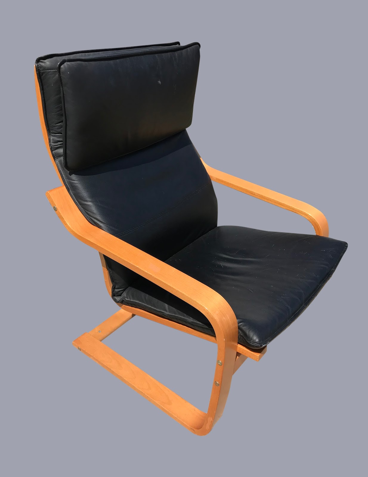 Uhuru Furniture & Collectibles: Black Leather Ikea Poang Chair - $75 SOLD