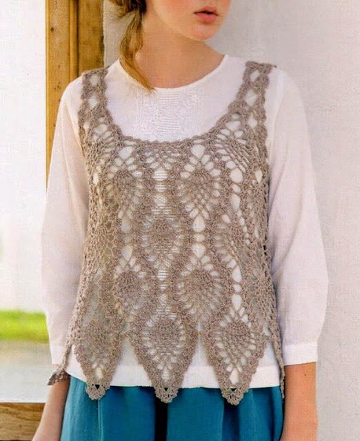 Crochet Vest Pattern For Women Pineapple Lace Crochet