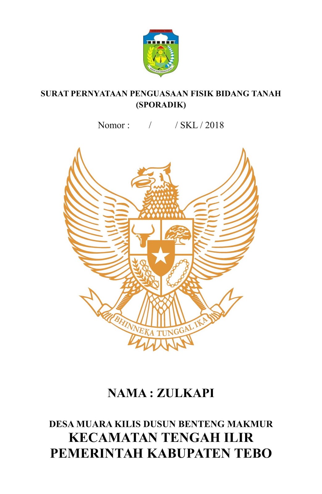 Contoh Surat Pernyataan Penguasaan Fisik Bidang Tanah