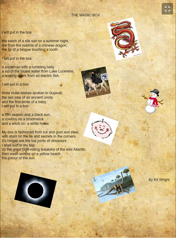 Reading views The magic box, Kit Wright