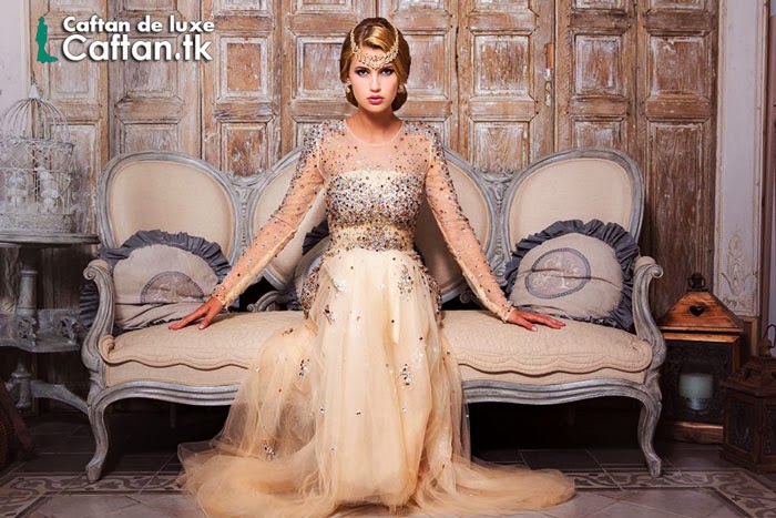 Robe de soir?�e beige perl?�e 2014