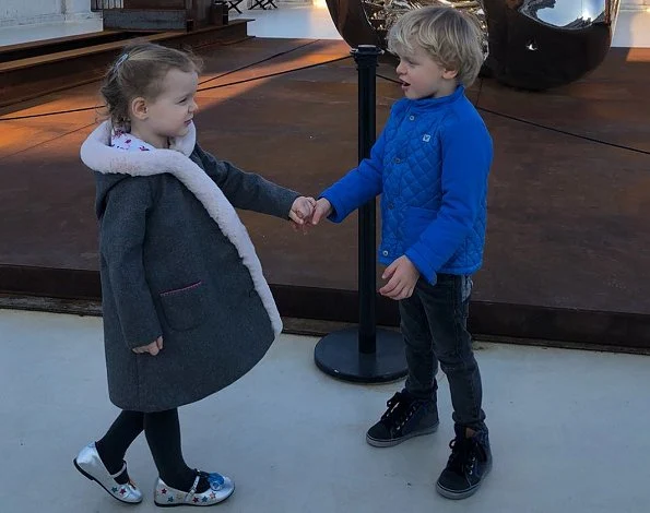 Princess Charlene, Prince Jacques and Princess Gabriella visited the Oceanographic Museum in Monaco. Valentine's day gift