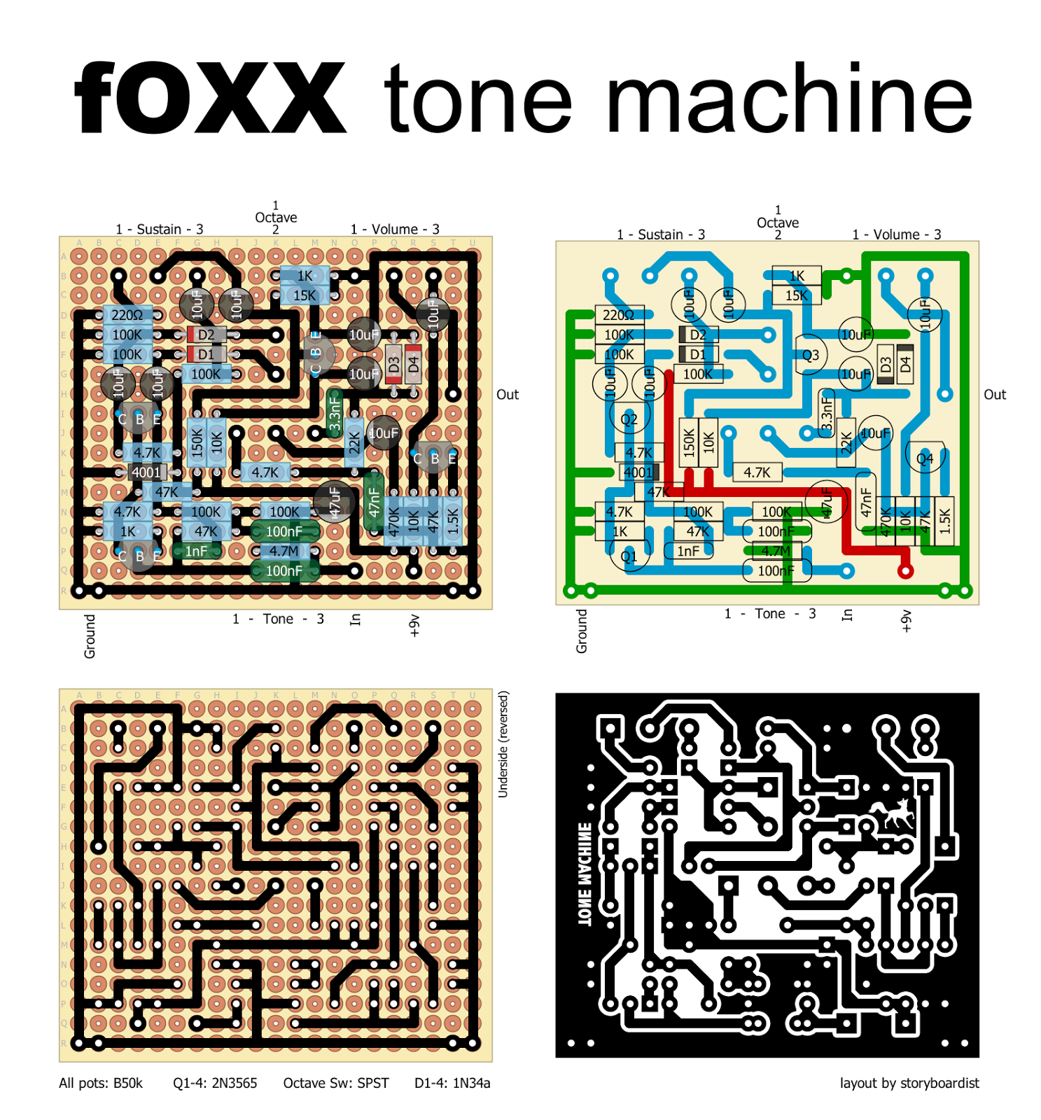 Perf PCB Effects Layouts: fOXX Tone