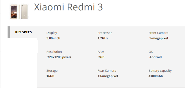 xiaomi redmi 3 specs