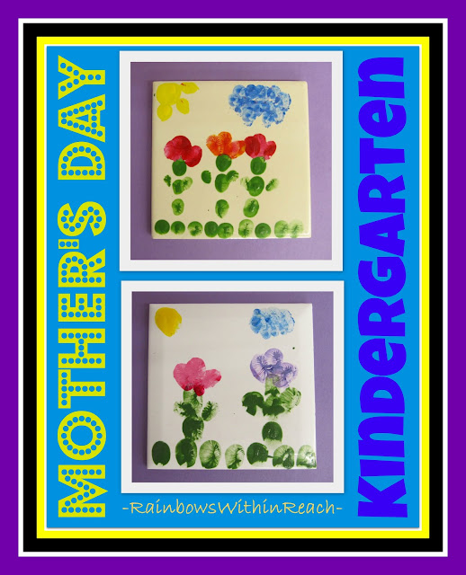 photo of: Mother's Day Kindergarten Gift, handprint for Mother's Day on ceramic tile,