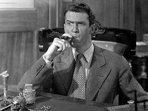 Jimmy Stewart in Mr. Potter's office Its a Wonderful Life 1946 movieloversreviews.filminspector.com