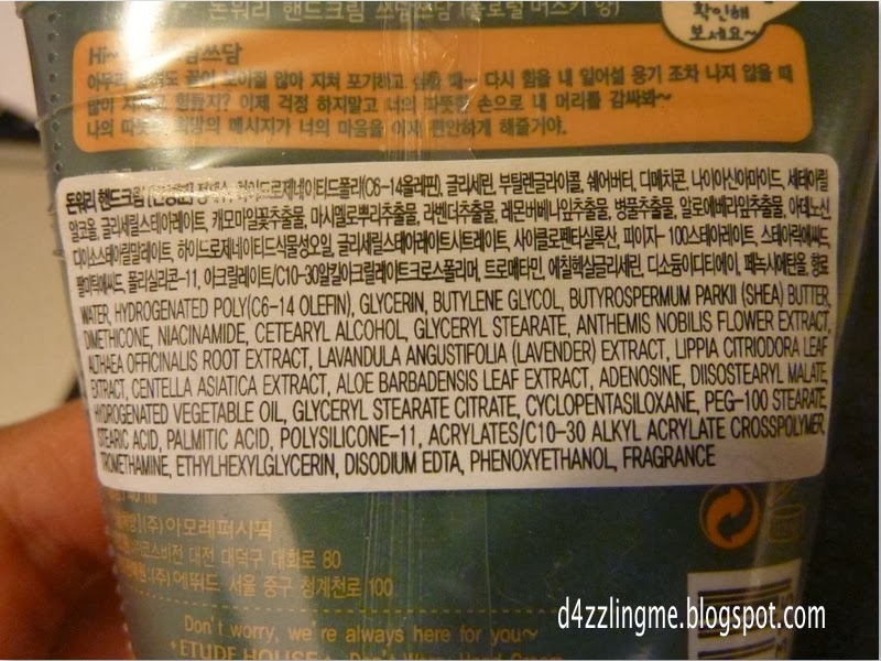 D4zzling Me Etude House Don't Worry Hand Cream Review