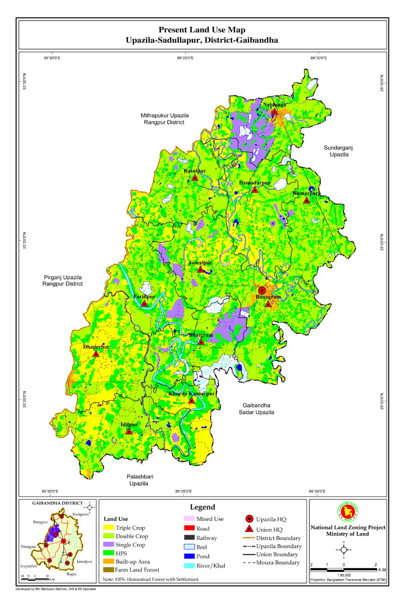 Sadullapur Upazila Mouza Map Gaibandha District Bangladesh