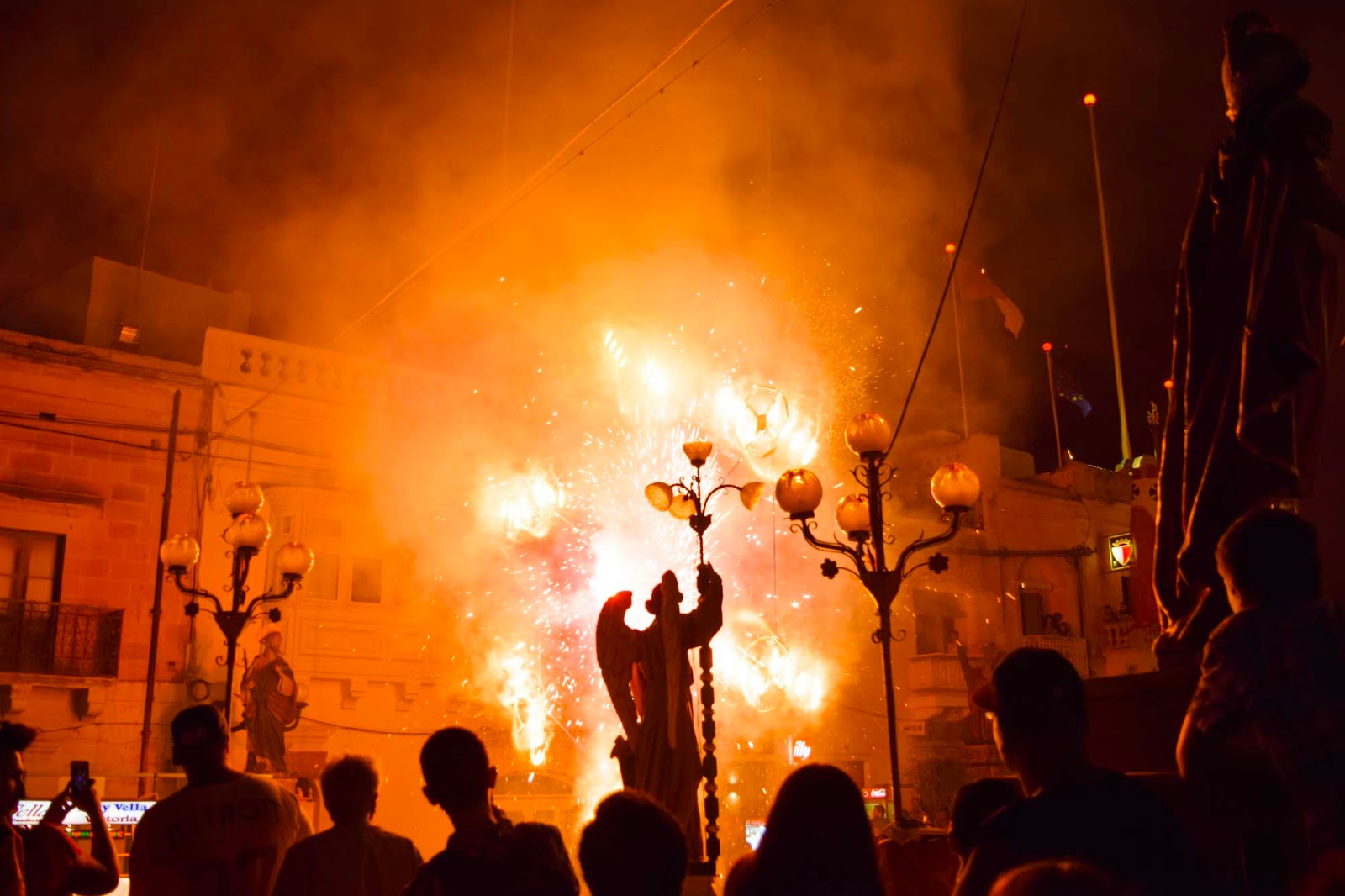 fireworks at a local maltese festival