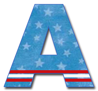 Abecedario de Bandera con Estrellas. Alphabet of Flag with Stars.