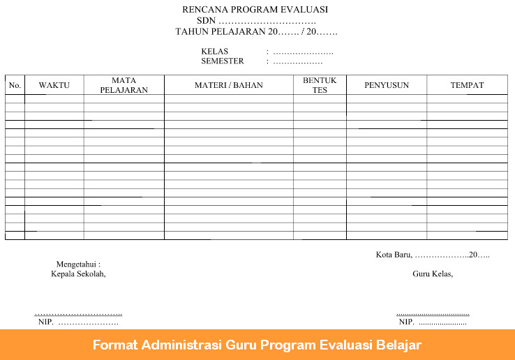 Format Administrasi Guru Program Evaluasi Belajar Format Administrasi Guru Program Evaluasi Belajar