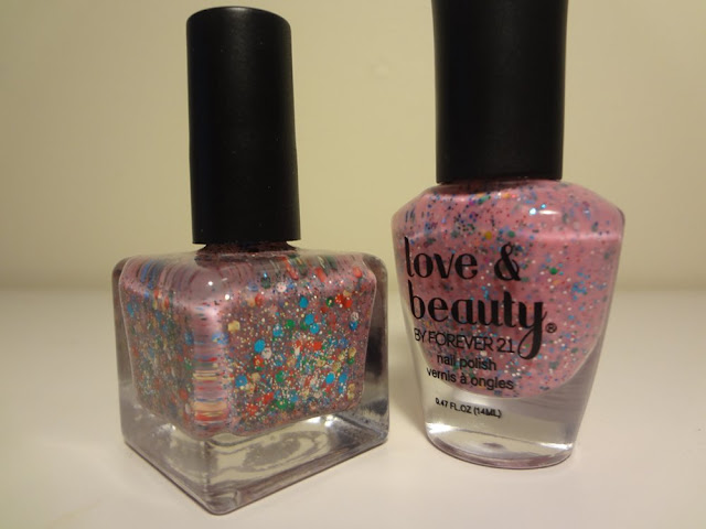 lollipop nail polish by urban outfitters vs pink icing nail polish by love and beauty