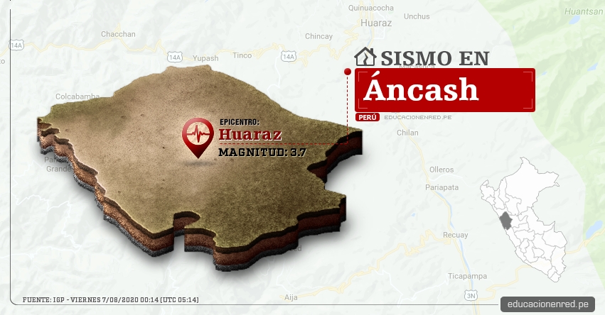 Temblor en Áncash de Magnitud 3.7 (Hoy Viernes 7 Agosto 2020) Sismo - Epicentro - Huaraz - IGP - www.igp.gob.pe Temblor en Áncash de Magnitud 3.7 (Hoy Viernes 7 Agosto 2020) Sismo - Epicentro - Huaraz - IGP - www.igp.gob.pe