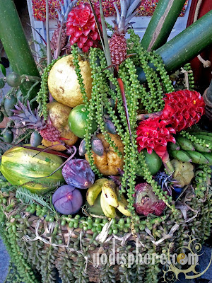 Basket of colorful tropical fruits