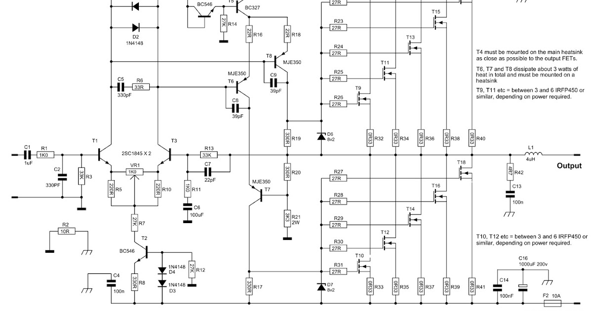 audio kit circuits: 400 - 600 WATT AMPLIFIER WITH IRFP460 MOSFET