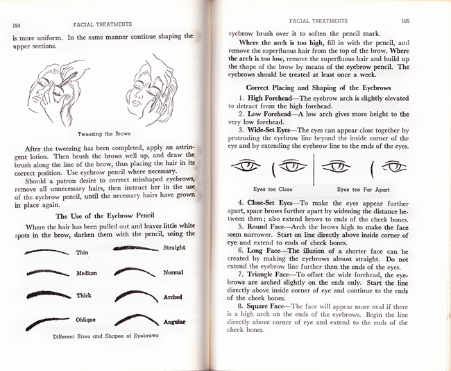 how to tweeze your eyebrows 1950s vintage beauty book tutorial