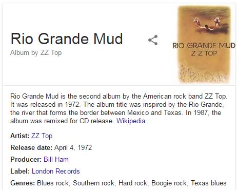 Rio Grande Mud (1972) ZZ TOP Songs & Info